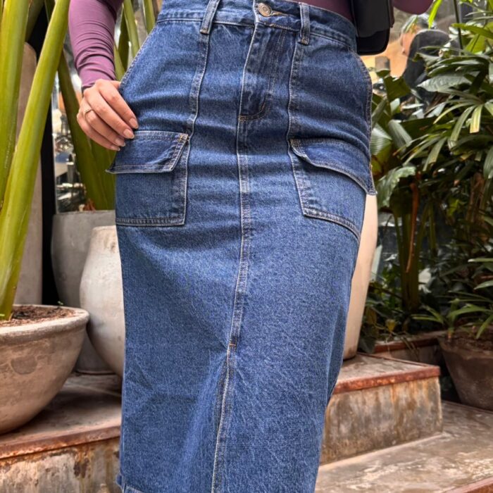 Falda Denim Bolsillos Cargo