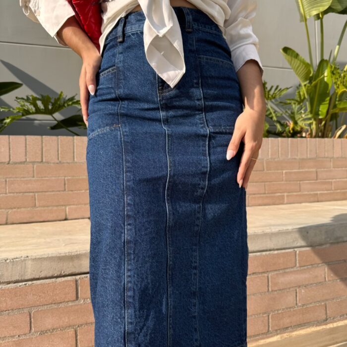 Falda Denim Bolsillo Asimétrico